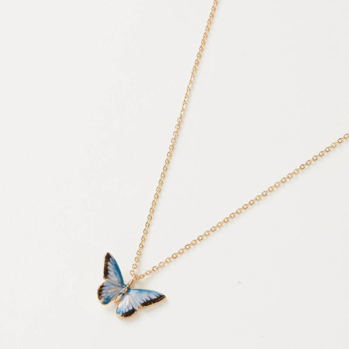 Enamel Blue Butterfly Short Necklace