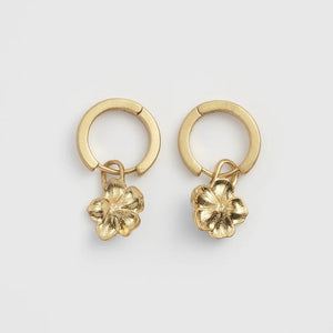 Back view of the earrings – highlighting the textured gold detailing on the reverse of the charms.