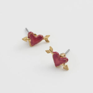 Angle View: Close-up of the Lovestruck Heart Earrings showcasing enamel detailing.