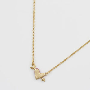 A back view of the Lovestruck Heart Necklace, highlighting the gold-plated finish and clasp.