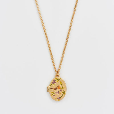 Robin & Blackberry Gold Oval Locket