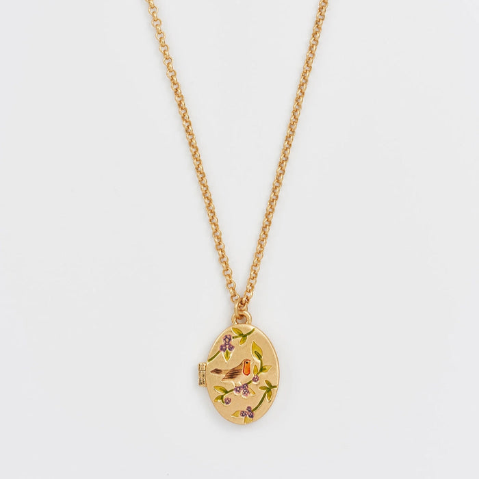 Robin & Blackberry Gold Oval Locket