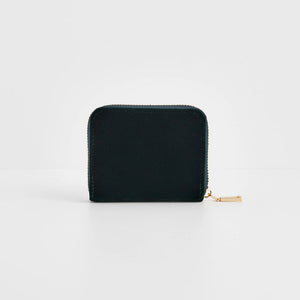 Back view of green fawn embroidered purse showing plain reverse.
