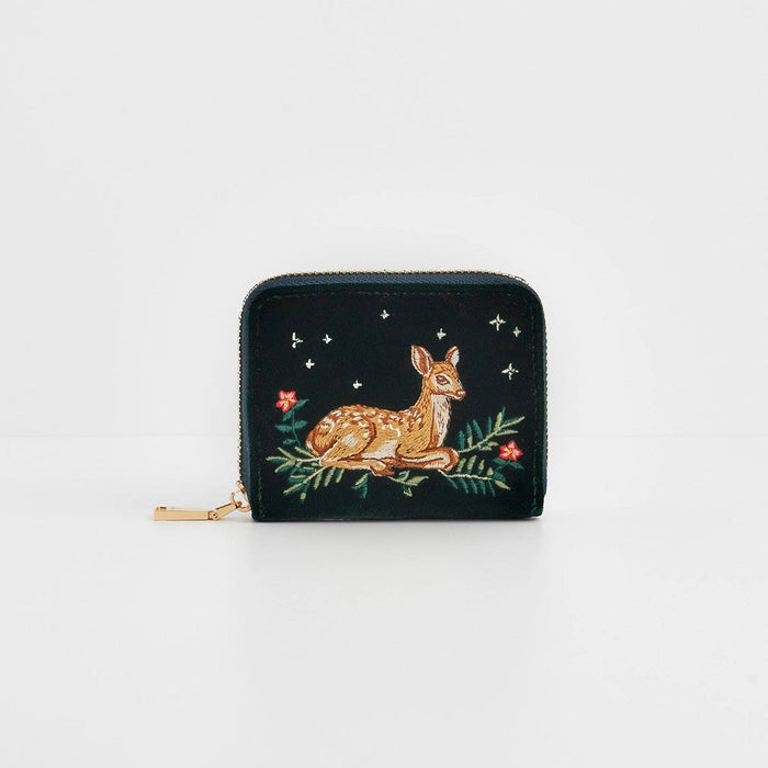Fawn Embroidered Green Small Purse