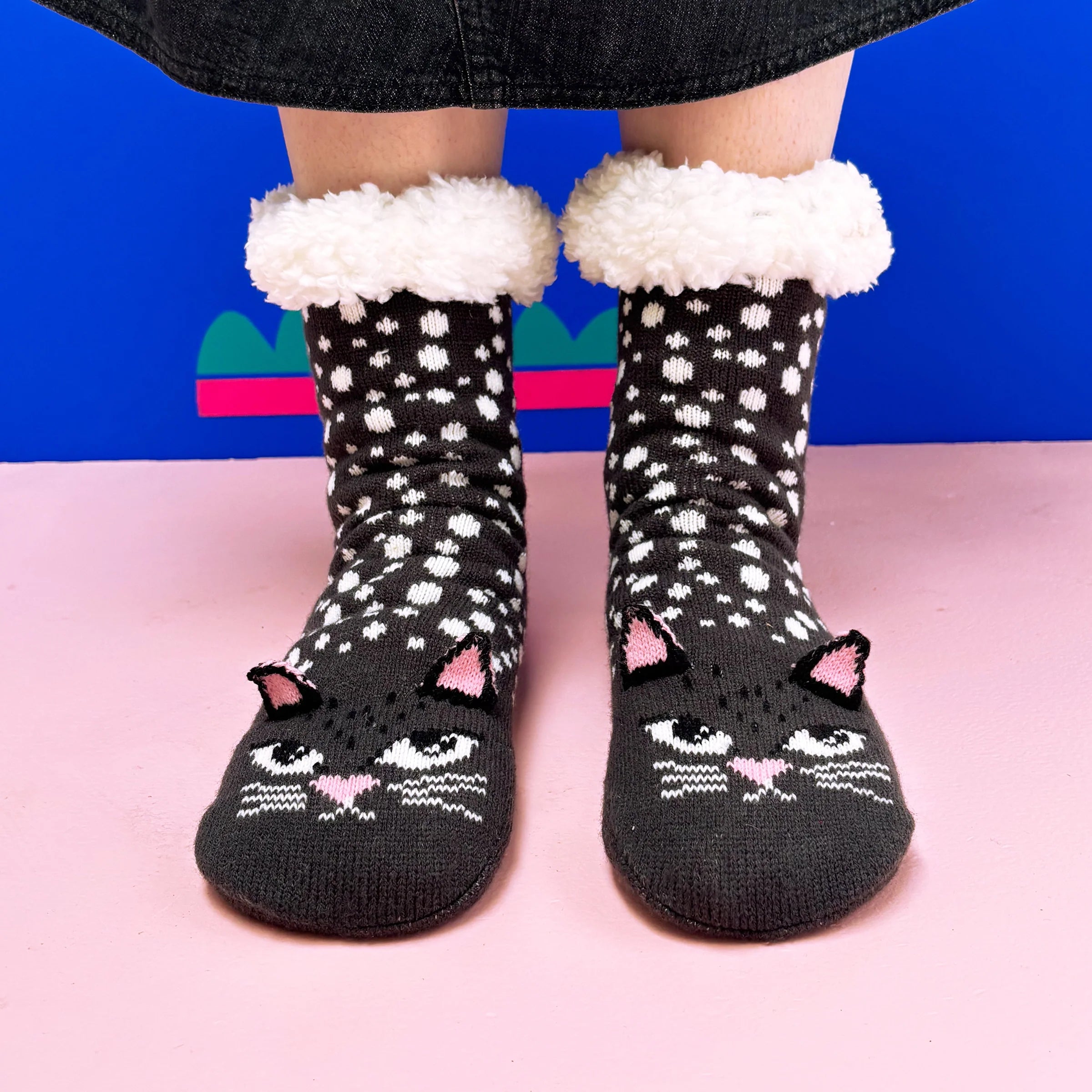Feline Cat Face Slipper Socks