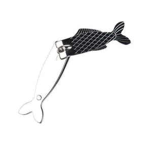 Fun fish design nail clippers with textured scale pattern.
