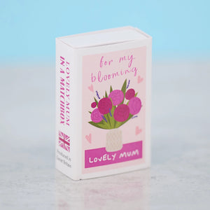 Side angle of the matchbox gift for mum, highlighting the delicate floral design and compact size.