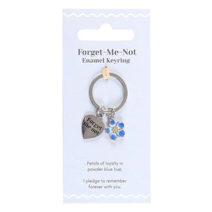 Forget-Me-Not Flower Keyring with silver-tone metal ring and sentimental charm.