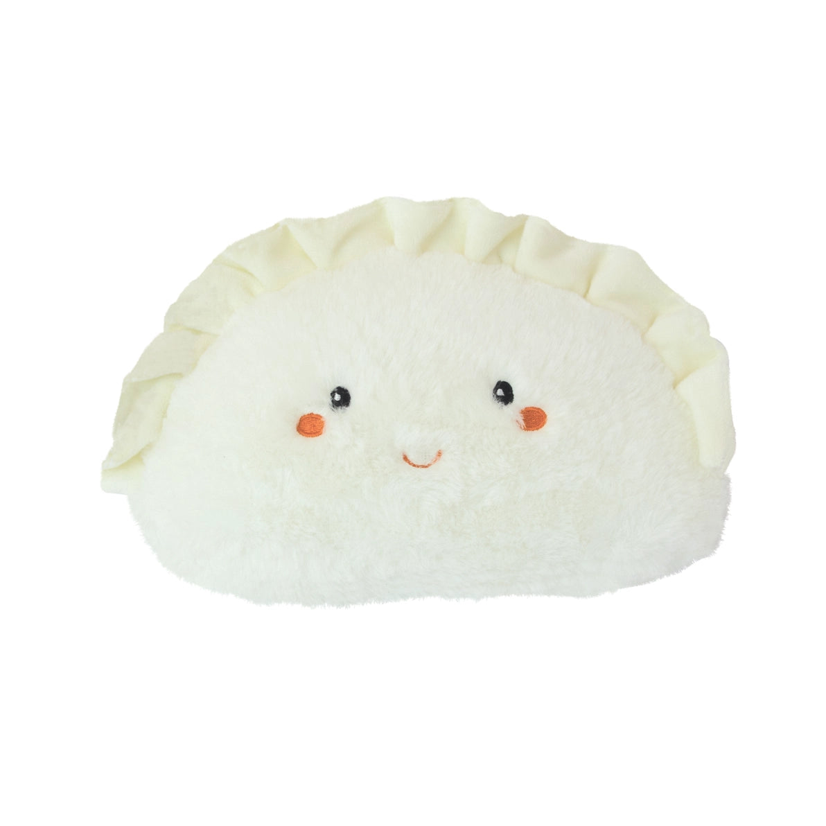 Giddy Gyoza Microwavable Hottie plush – soft dumpling-shaped heat pack with embroidered smile.