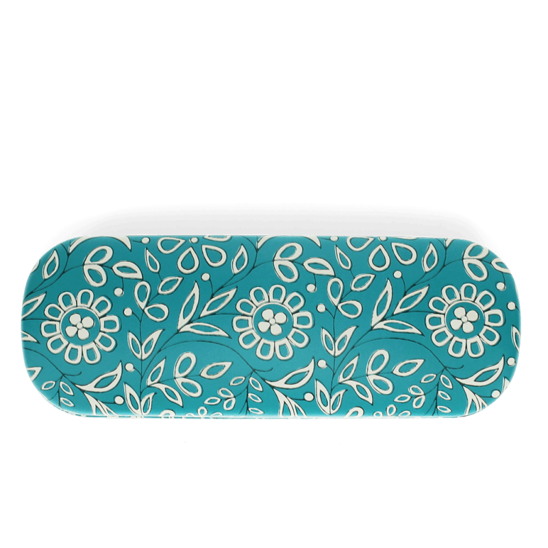 Back view of Radhika floral glasses case showing full printed pattern design.