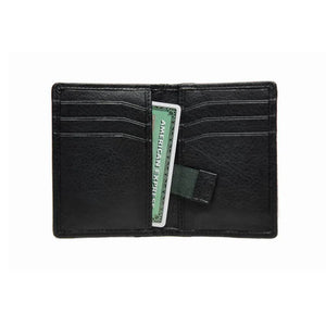 Open Card Holder: Harris Tweed Card Holder in Charcoal, showcasing 8 card slots with a highlighted pull tab for easy access to frequently used cards.