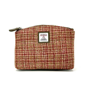 Maple: Luxurious Maple Harris Tweed Cosmetic Bag with Olive vegan leather trim.