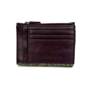 Back view: Harris Tweed Slim Purse in country green, showcasing the additional card slots.