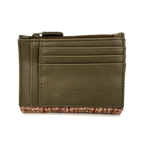 Back view: Harris Tweed Slim Purse in maple, showcasing the additional card slots.