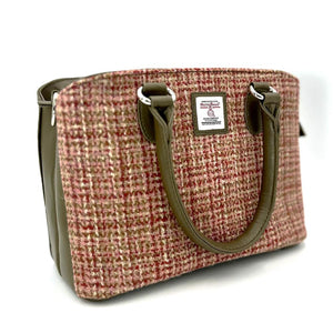 Maple Tweed: Harris Tweed Top Handle Bag in rich Maple Tweed with Olive vegan leather trim. 