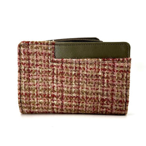 Maple: Harris Tweed Zip Purse in luxurious Maple Tweed with Olive vegan leather trim.