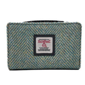 Turquoise Herringbone: Harris Tweed Zip Purse in classic Turquoise Herringbone.