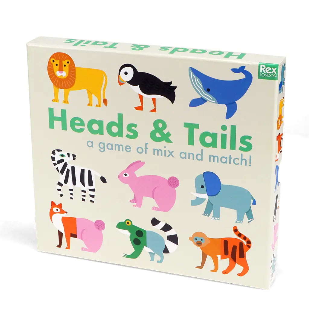 Box of Heads and Tails Game – 24 piece animal card set with colourful illustrations.