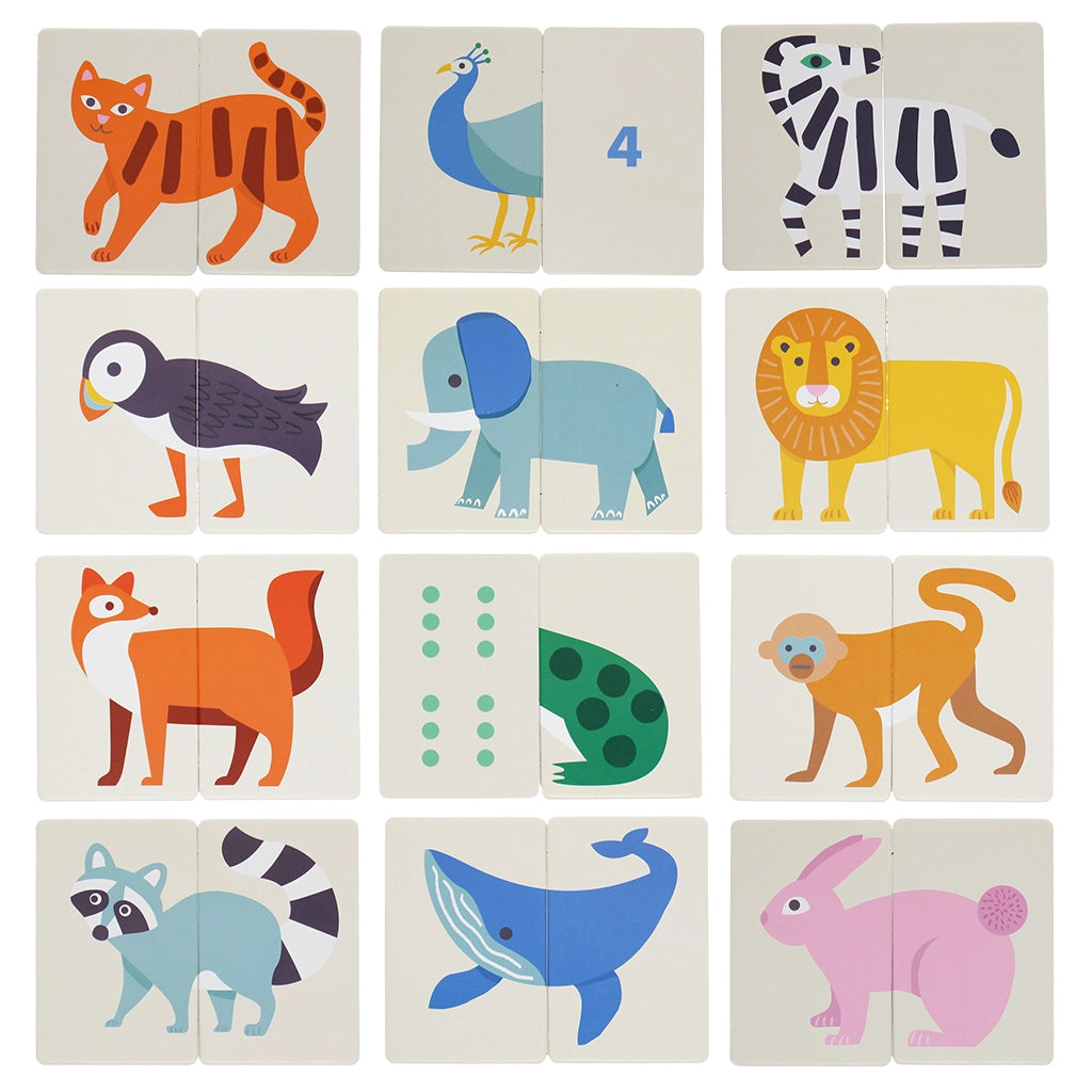 Selection of Heads and Tails Game cards showing animals and numbers.