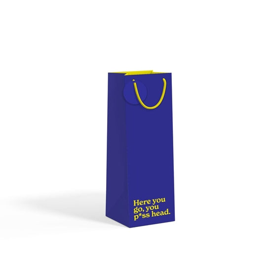 Here you go you pi*ss head bottle bag on white background