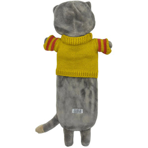 Back view of the House of Disaster Cat Hot Water Bottle, featuring the knitted jumper.