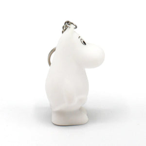 Reverse side of the Moomin keyring, displaying its smooth PVC material and keychain attachment.