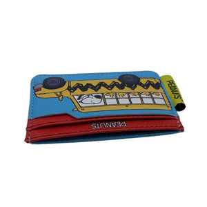 Side view of the Peanuts Bus Cardholder, displaying its layered card slot structure.