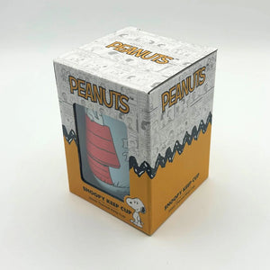 The House of Disaster Peanuts ‘I’m Allergic to Mondays’ travel mug in its fully printed packaging featuring Peanuts branding.