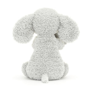Back View: Jellycat Huddles Grey Elephant displayed from behind.