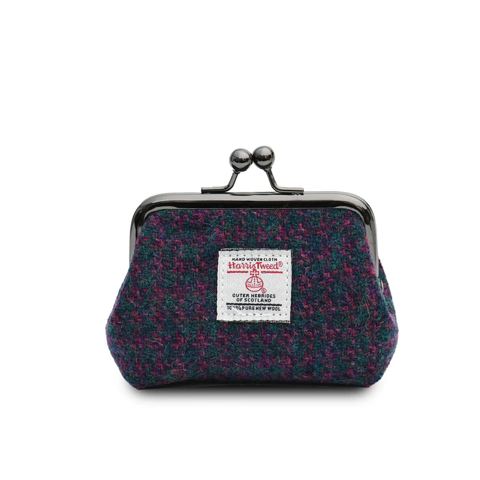 Green & Pink Dogtooth Coin Purse with Harris Tweed®