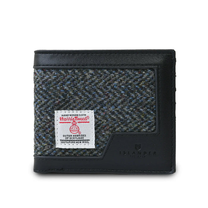Black & Grey Herringbone Wallet with Harris Tweed®