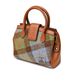 Side angle of the Harris Tweed Tiree Tote Bag showing the depth.