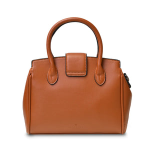 Back of the bag showing the brown PU leather body.