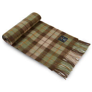 Rolled Chestnut Tartan Lambswool Scarf showing soft wool texture