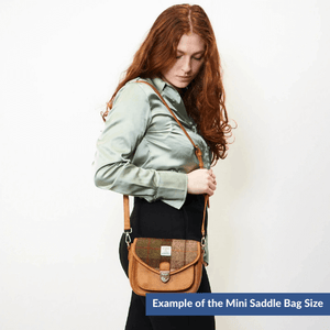 Navy Herringbone Mini Saddle Bag with Harris Tweed®'