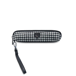 Black and white dogtooth Harris Tweed Pencil Case. Compact and stylish design for everyday essentials. (24cm x 5cm x 5cm)