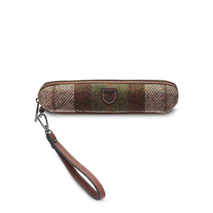 Chestnut tartan Harris Tweed Pencil Case. Classic pattern in a compact and stylish design. (24cm x 5cm x 5cm)