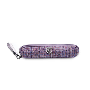 Violet dogtooth Harris Tweed Pencil Case. Unique and eye-catching design in a compact and stylish format. (24cm x 5cm x 5cm)