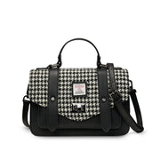 Black & White Dogtooth Medium Satchel with Harris Tweed®