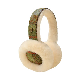 Classic Chestnut & Blue tartan Harris Tweed earmuffs