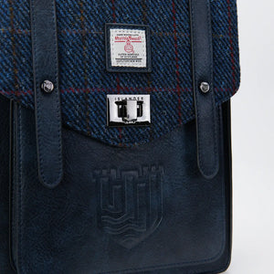 Close up of the Navy-Over Tartan Carolway Backpack