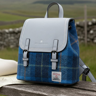 Mini Jura Backpack - Blue Tartan Harris Tweed®