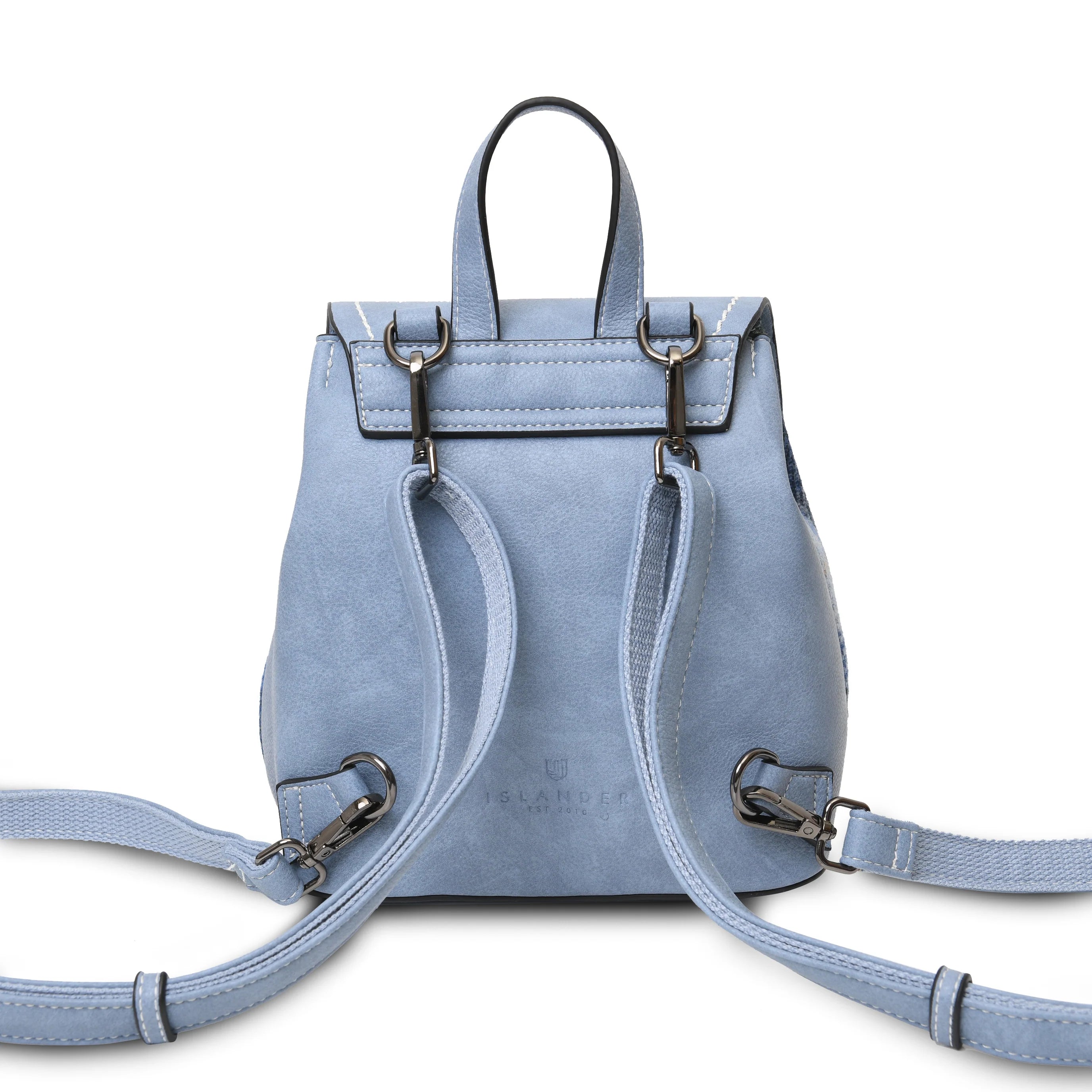 Mini Jura backpack convertible strap system extended on white background