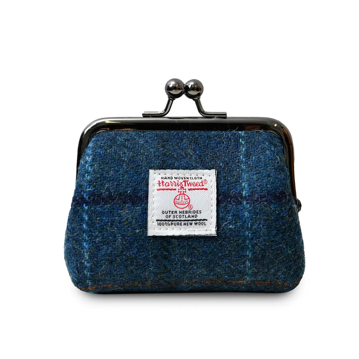Navy Over-Check Coin Purse with Harris Tweed®