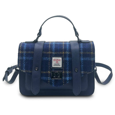 Navy Tartan Mini Satchel with Harris Tweed®