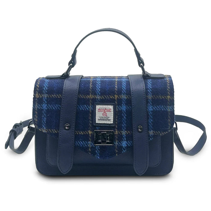 Navy Tartan Mini Satchel with Harris Tweed®