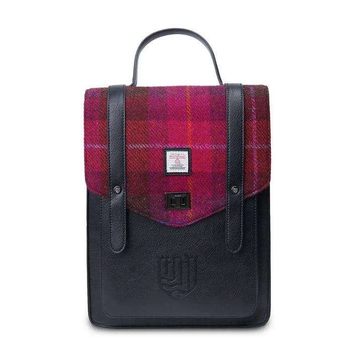 Carloway Backpack with Red Tartan Harris Tweed®