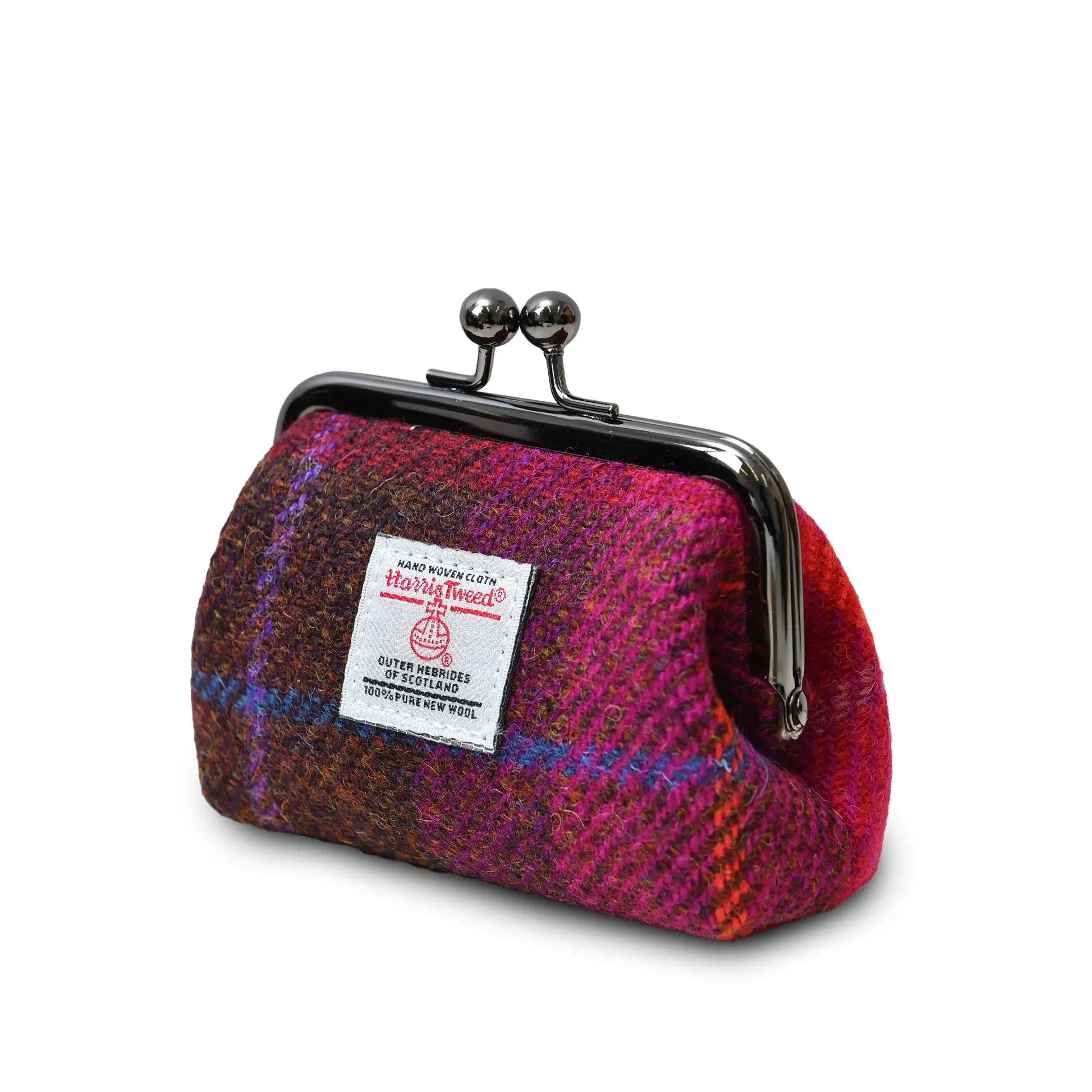 Side view of the Islander Red Tartan Harris Tweed Coin Purse.