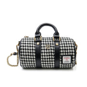 Black & White Dogtooth Mini Duffel Shoulder Bag with Harris Tweed®