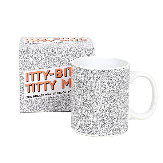 Itty-Bitty-Titty Mug and matching gift box with cheeky boob print